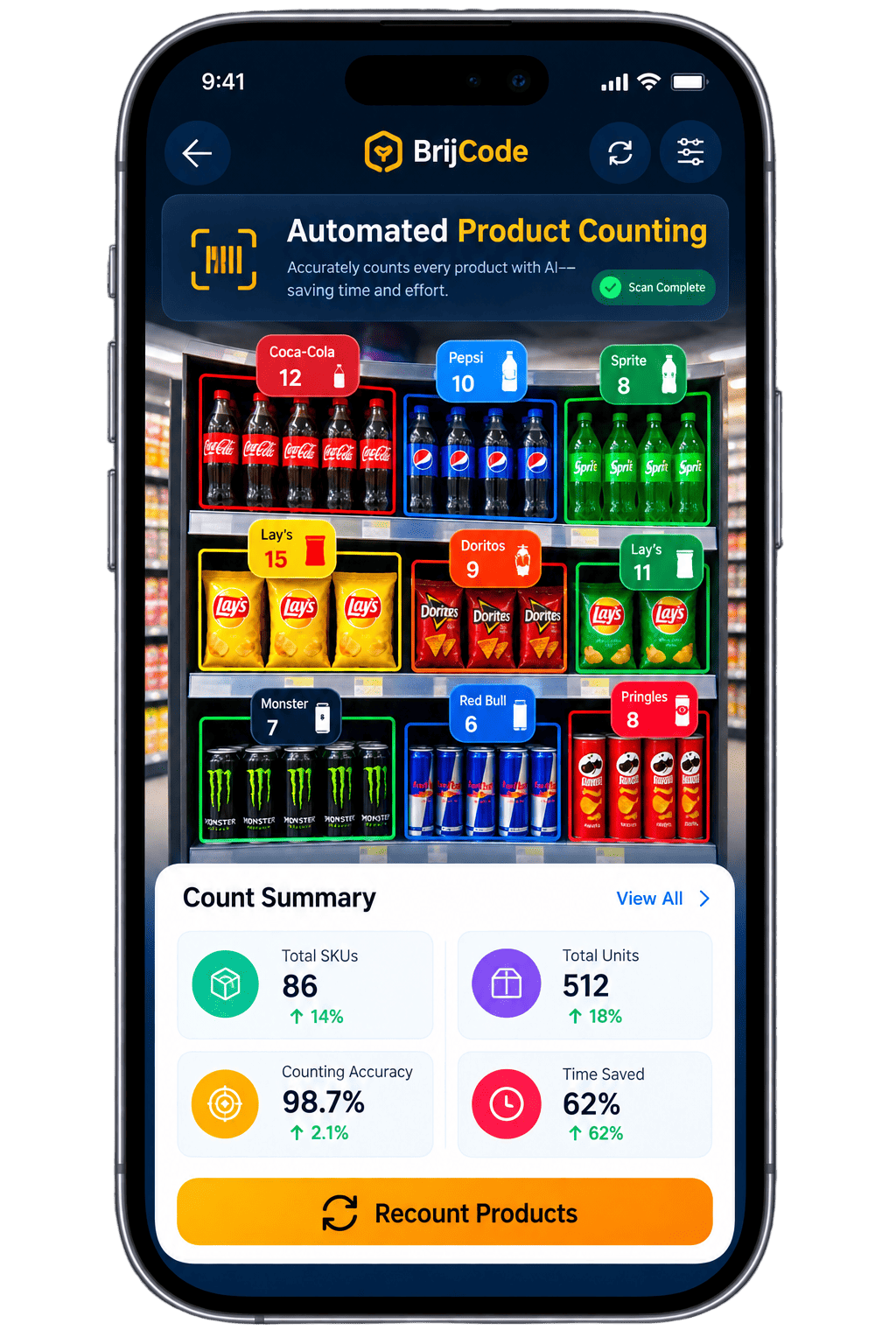 Automated product counting on mobile
