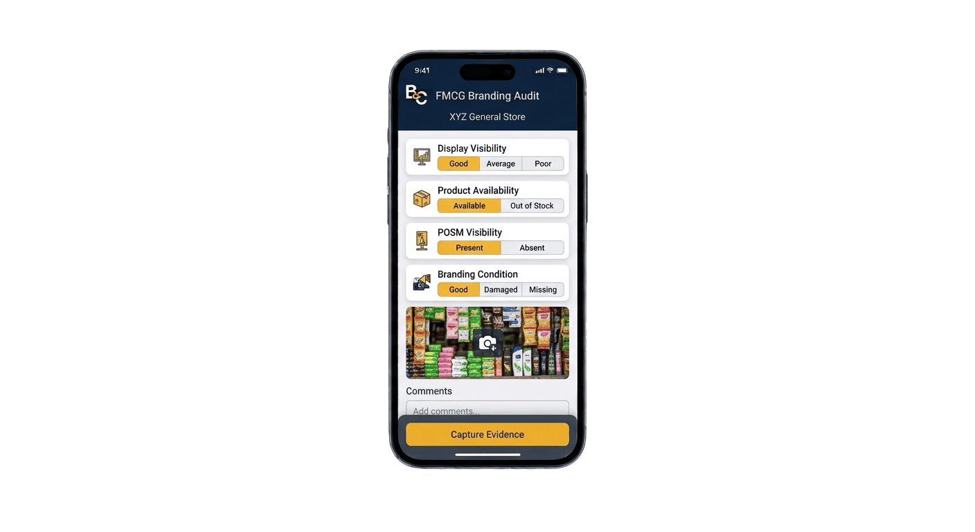 BrijCode FMCG branding audit screen