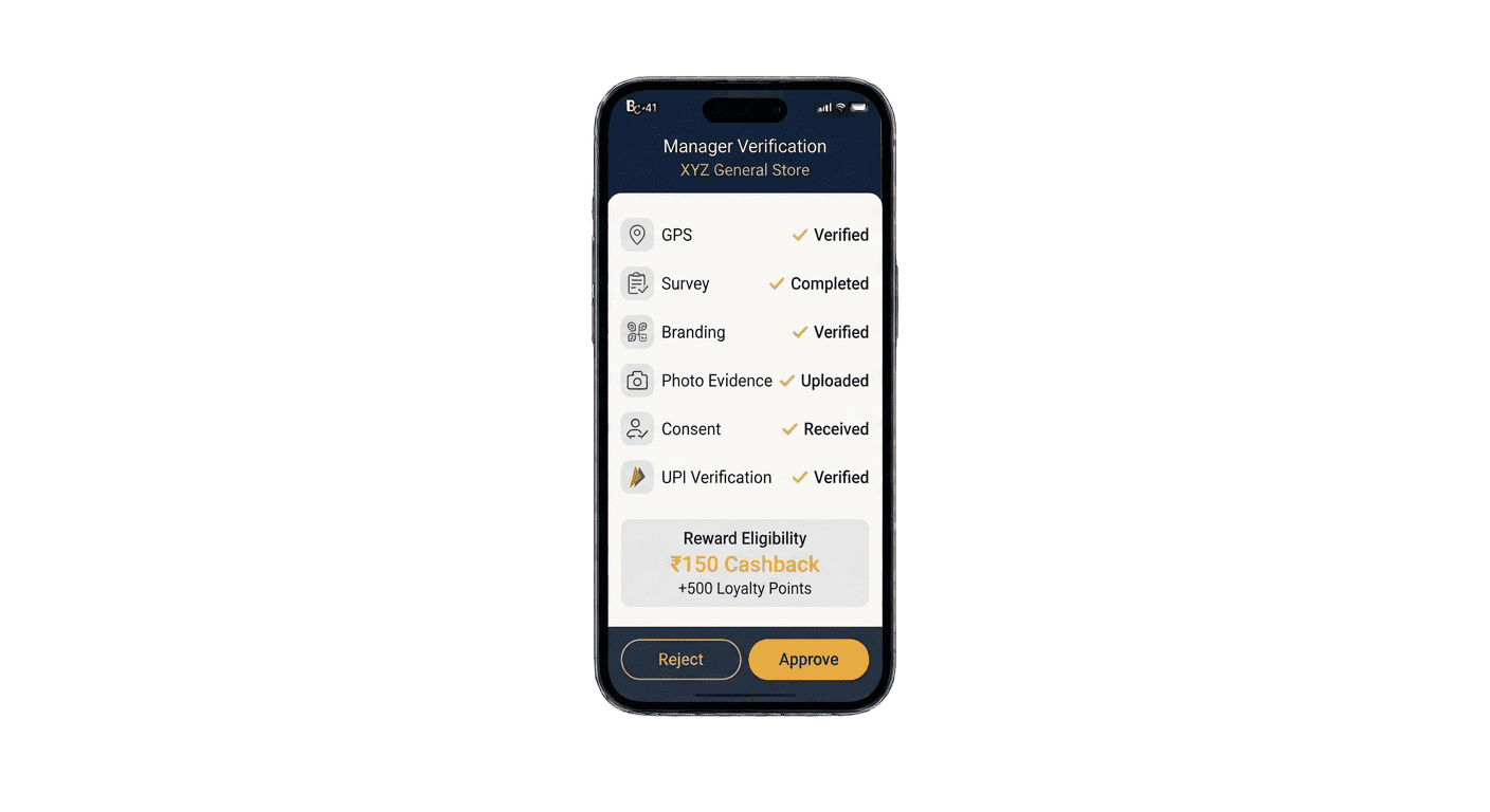 BrijCode manager verification screen