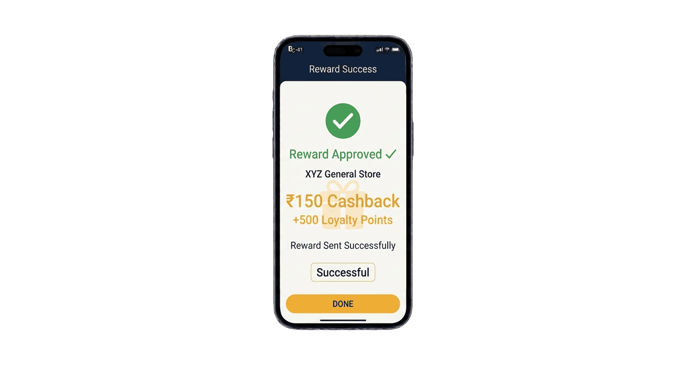 BrijCode loyalty reward confirmation screen