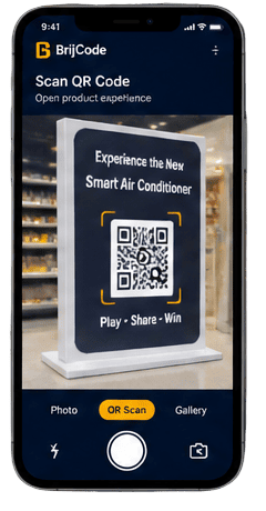 Consumer discovers a product campaign by scanning a QR code