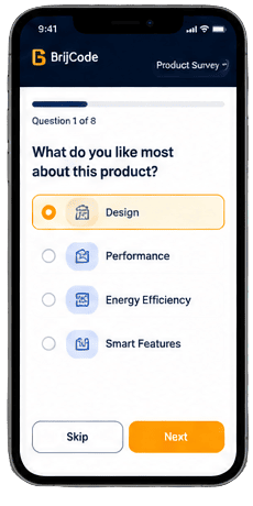 Consumer answering product survey questions
