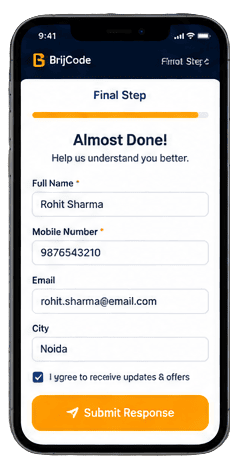Consumer submits personal details and survey response