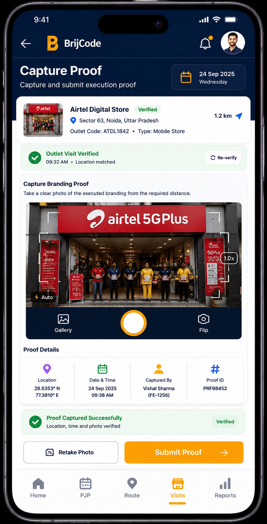 Telecom app campaign proof capture screen