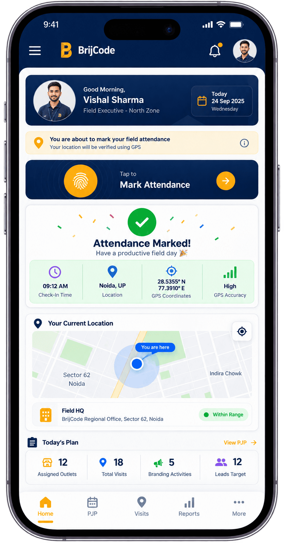 Telecom app mark attendance screen
